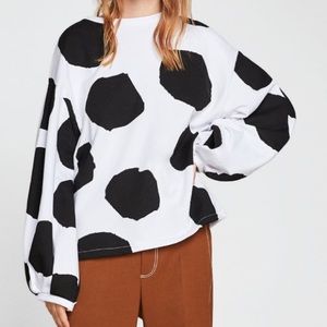 Zara Polka Dot / Cow Print Oversized Sweatshirt